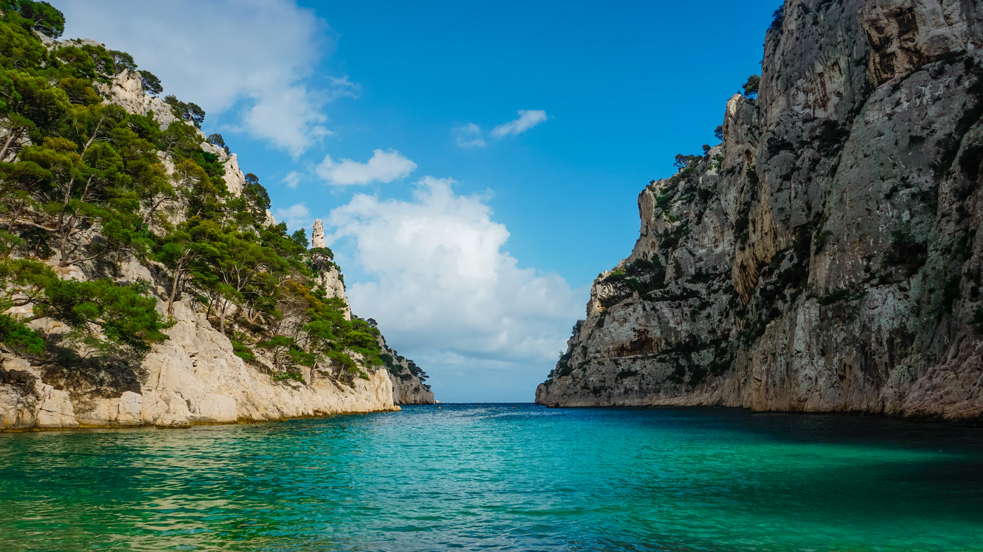 A calanque near Cassis, turquoise water between limestone cliffs